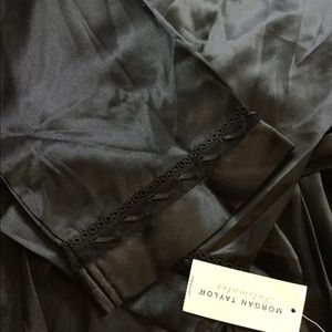 NWT black silk-like robe